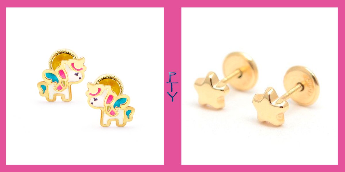 Aretes Para Bebe en Oro